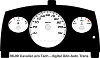 98-99 Cavalier Digital ODO without Tach Gauge Face Auto